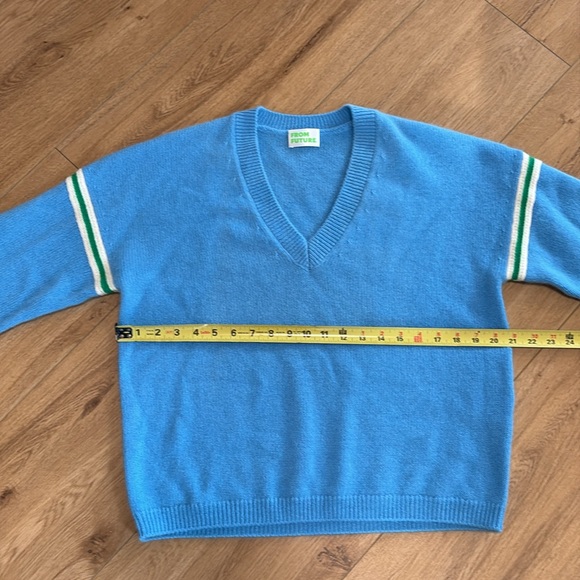From Future Responsible Cashmere Varsity V-Neck Sweater, NWOT - Size M - Picture 4 of 10